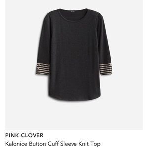 Pink Clover Button Cuff Sleeve Knit Top